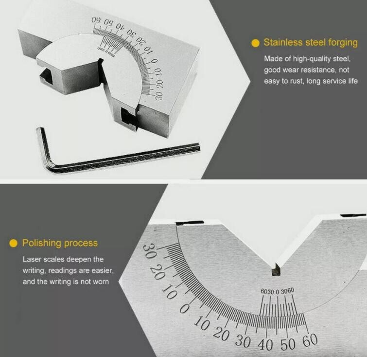 Adjustable Angle V Block Milling Setup 0-60 Degree Angle Block Precision Gauge