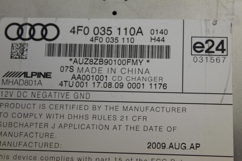 2010-2013 AUDI A6 VW PASSAT 6 DISC CHANGER CD PLAYER UNIT