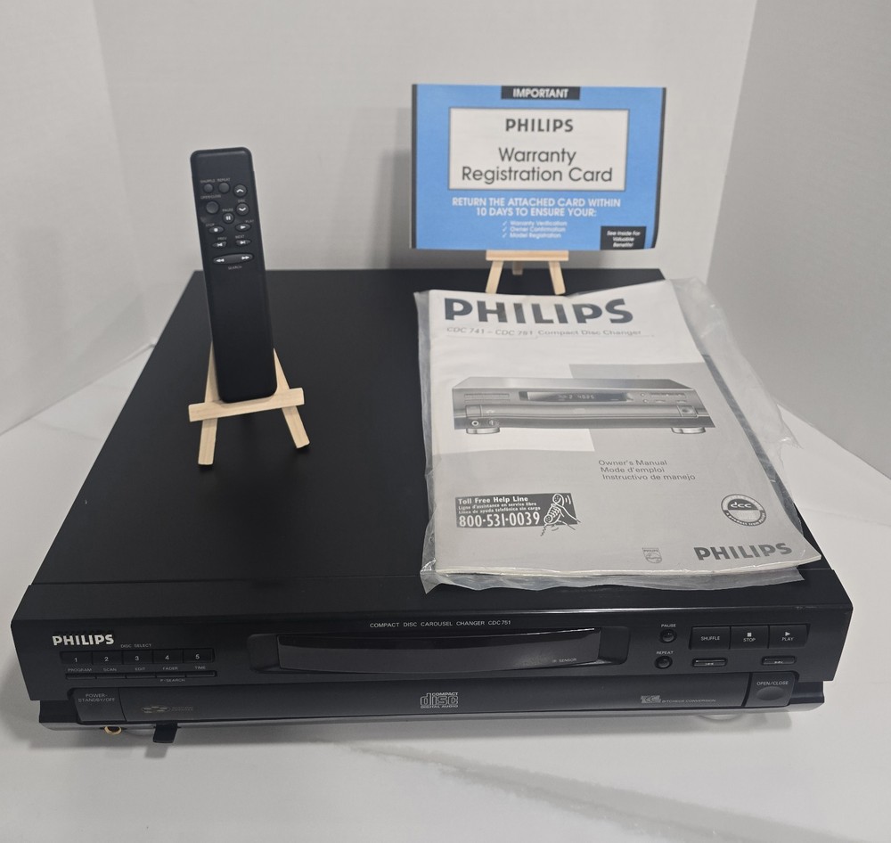Philips CDC751 Compact Disc 5 Carousel Changer w/ Manual & OEM Remote NEAR MINT