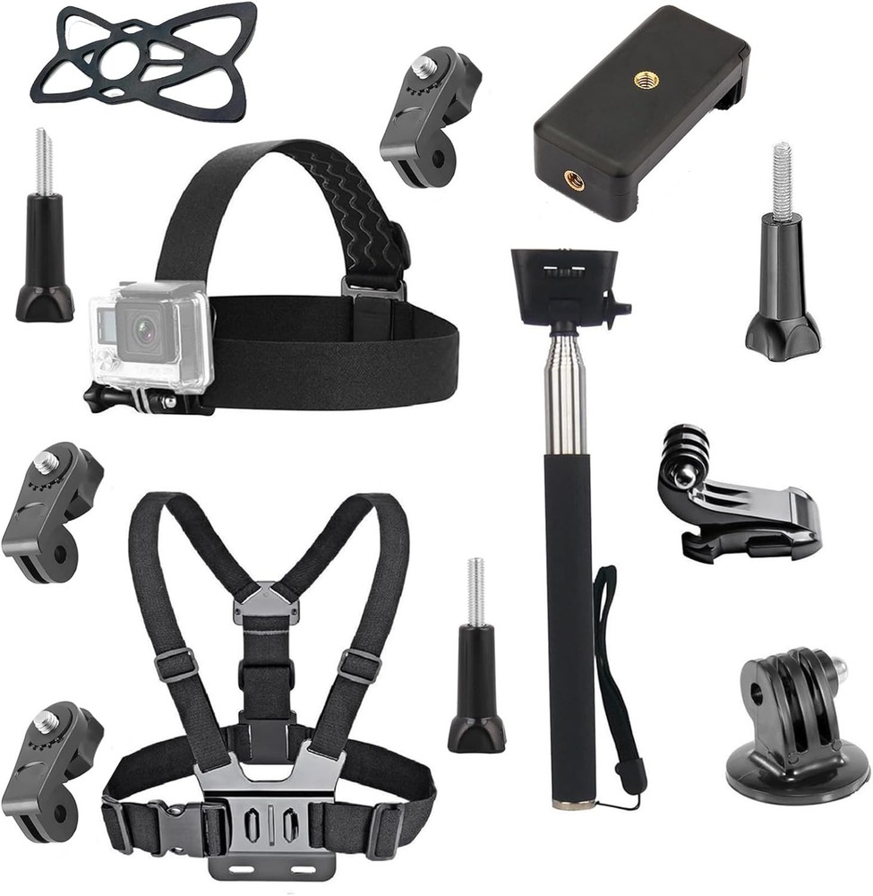 4 in 1 Universal Action Camera Accessories Kit Head Strap Mount/Chest Harness/Se