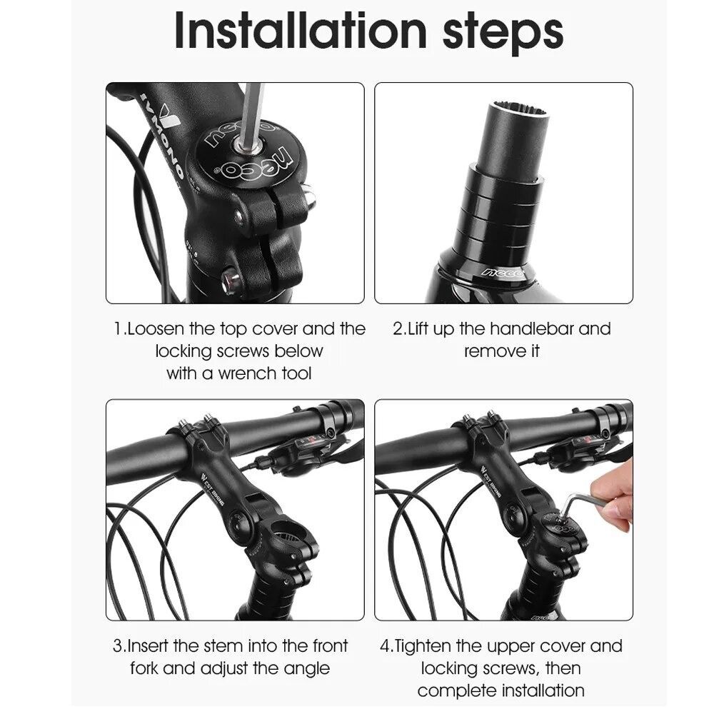 Adjustable Bicycle Handlebar Stem Variable 60Degree Angle Bike Handlebar Riser.