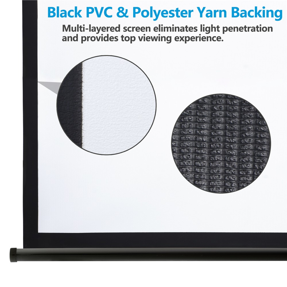 100" Diagonal Projection Projector Screen Manual Pull Down 16:9 HD Movie Theate