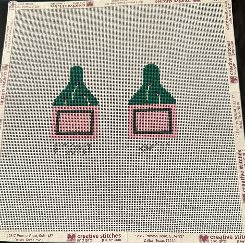 NEW Hand Painted Needlework Canvas - Front/Back Design Approx 5" x 6"
