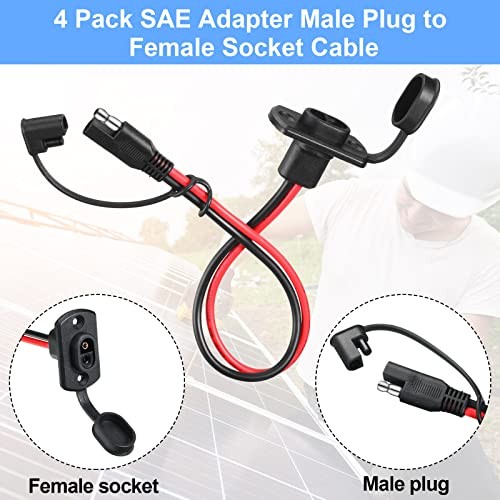 4 Pcs 12 AWG Power Socket Sidewall Port Compatible with SAE Quick Connect