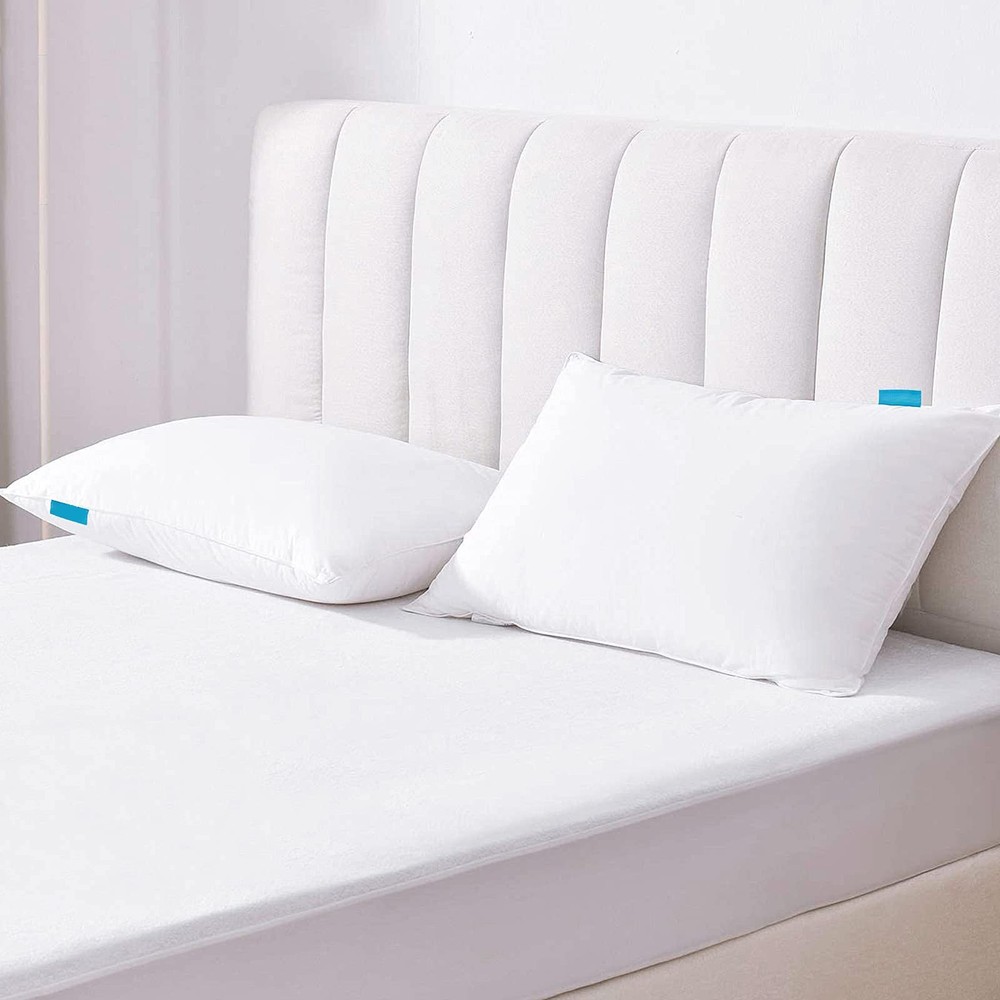 Machine Washable Pillow Protector, Noiseless, 2 Pack Standard Size, White