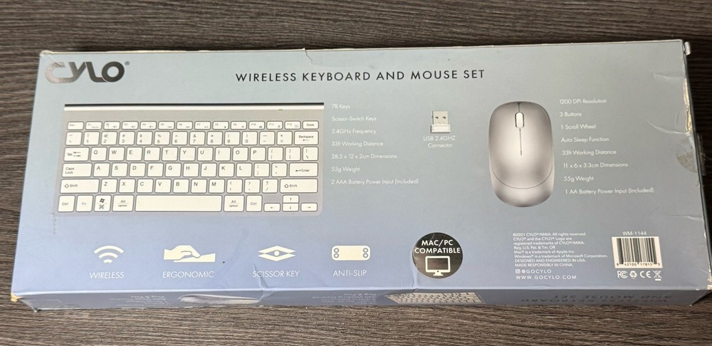 CYLO Wireless Keyboard And Mouse Set Silver