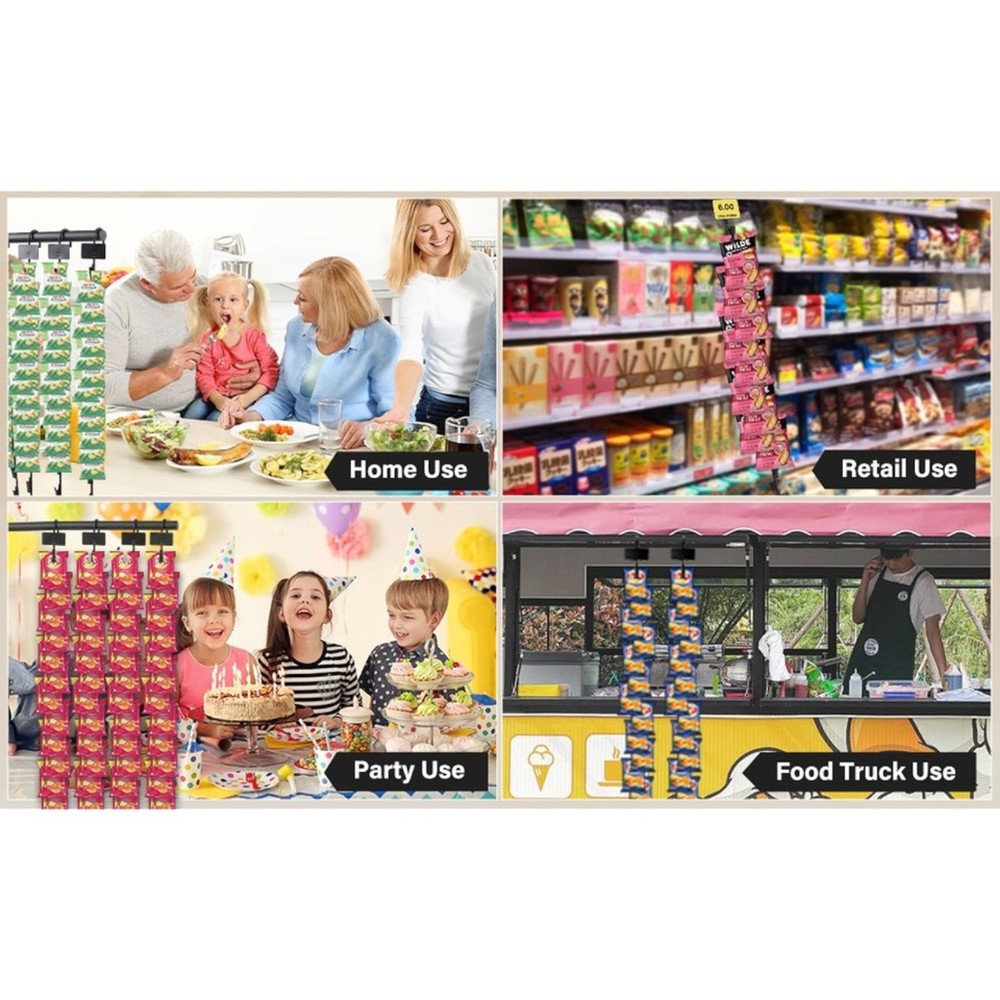 4 Pack Hanging Merchandise Strips With Hooks Chip Storage Display Rack Stands