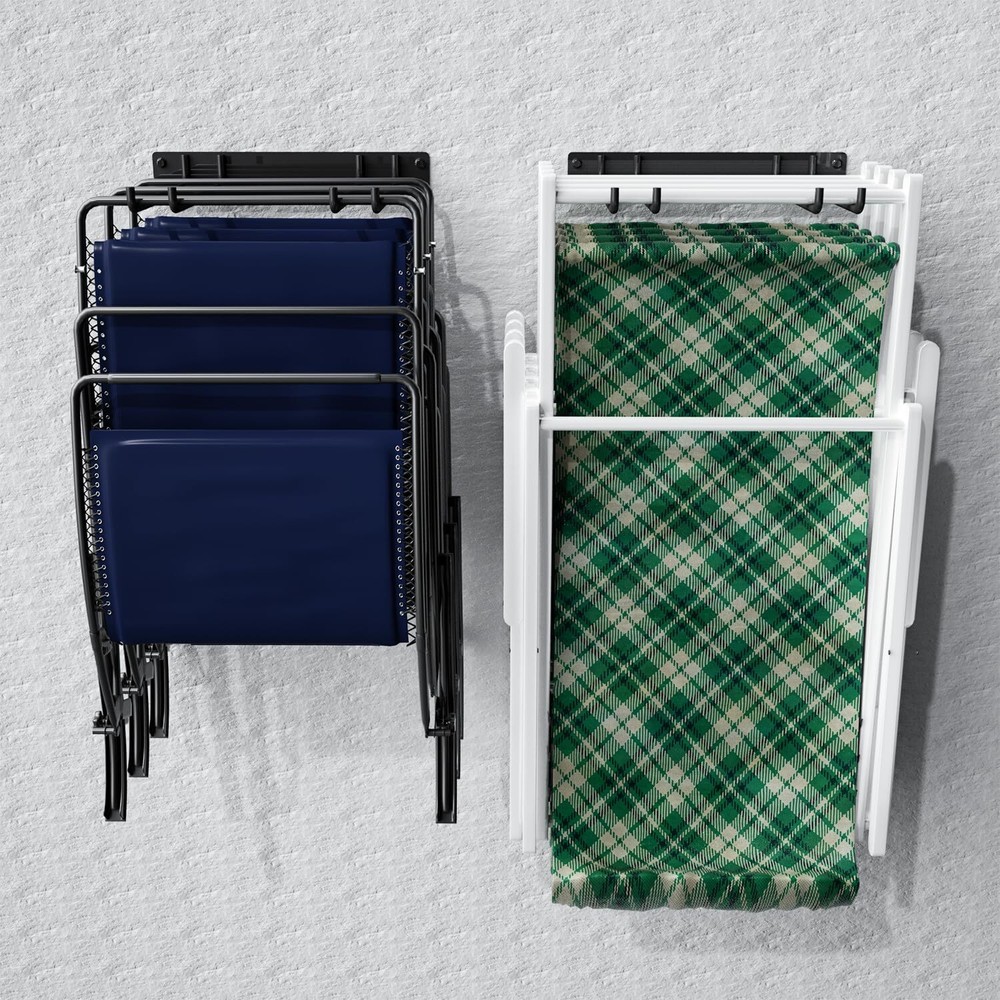 Folding Chair Storage Rack Wall Mount - 2 Pack 240 LBS Capacity