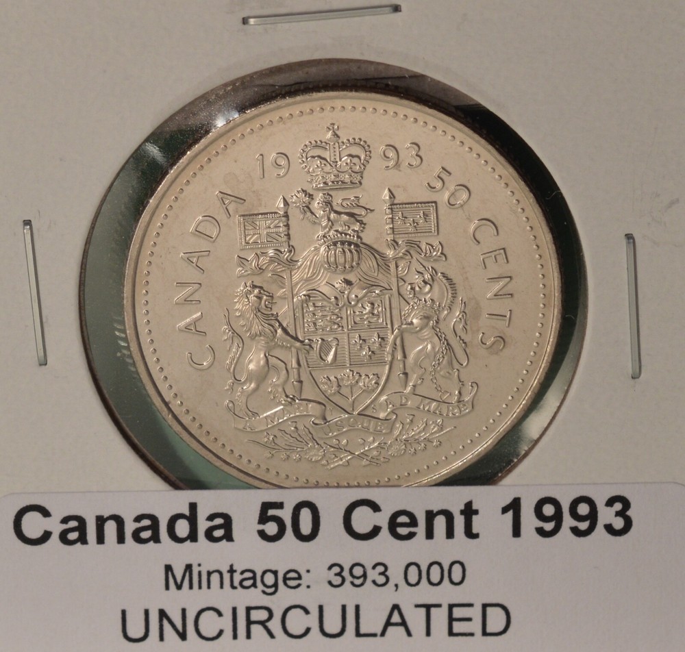 1993 Canada Fifty Cent - UNCIRCULATED - from original mint roll