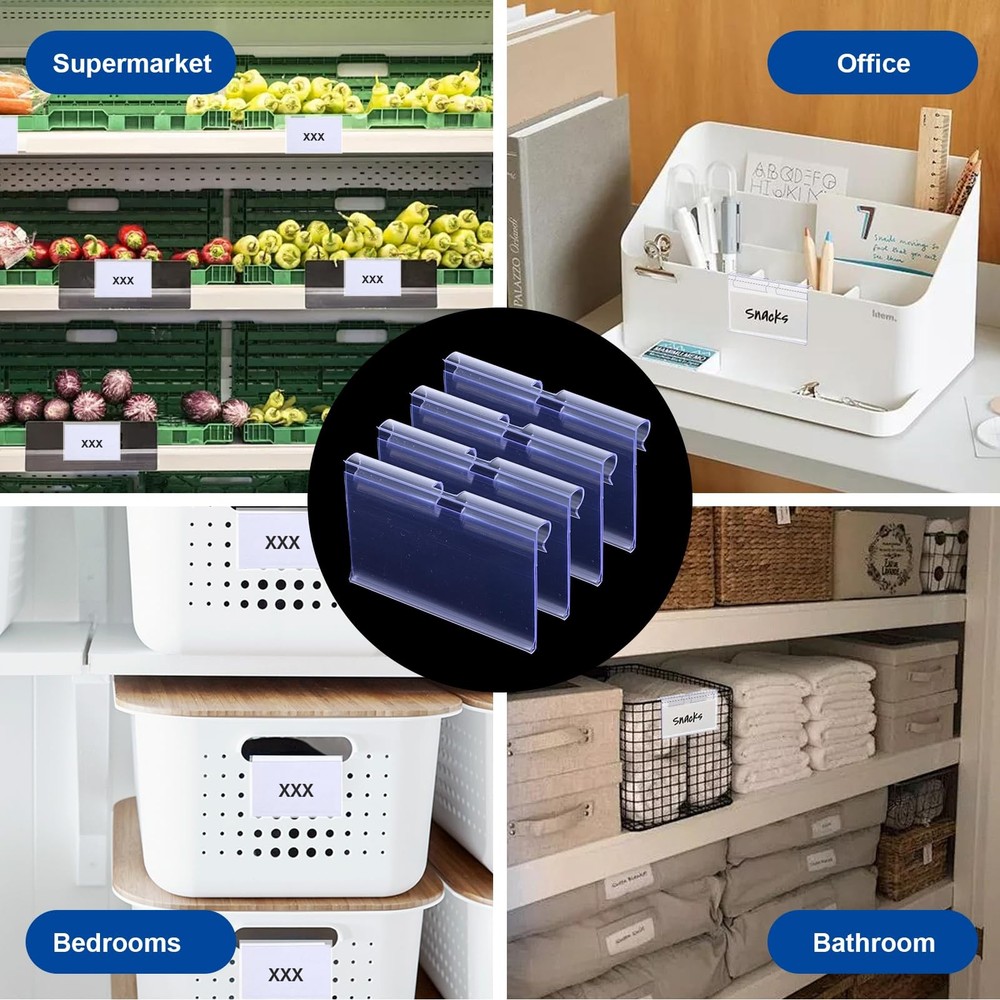 200Pcs Wire Shelf Labels with 200Pcs Label Inserts, Reusable Clear Plastic Sh...