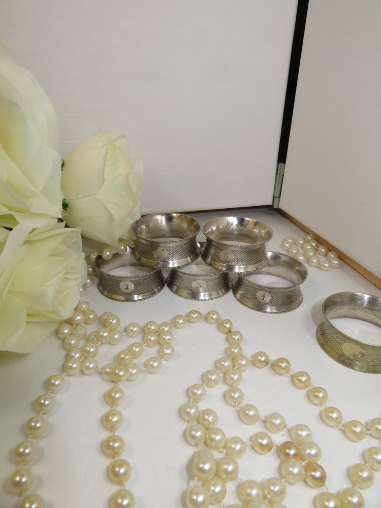 5 Silver Plated Numbered Napkin Rings. Number 2-6