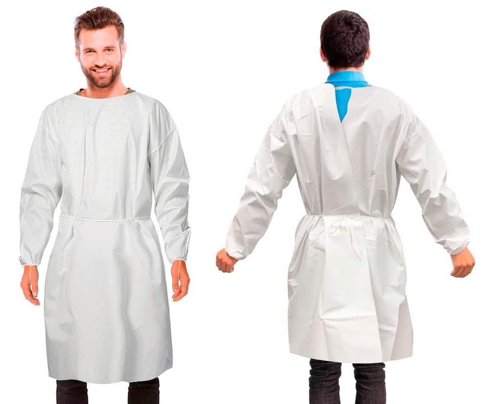 White Disposable Polypropylene Microporous Robes 60gm/m2 2XL Static Disssipative