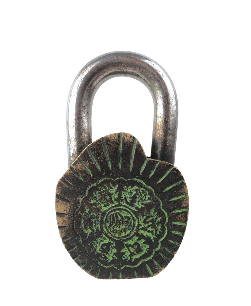 Tibetan Deity Tara Design Padlock Victorian Style Solid Brass Padlock w/ 2 Keys