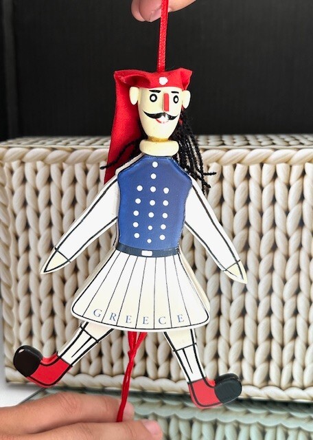 Vintage Pull String Puppet Wood Toy Grecce 1980