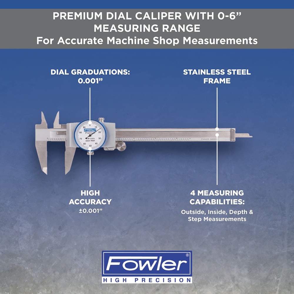 52-008-706-0, Premium Dial Caliper With 0-6" Measuring Range (White)