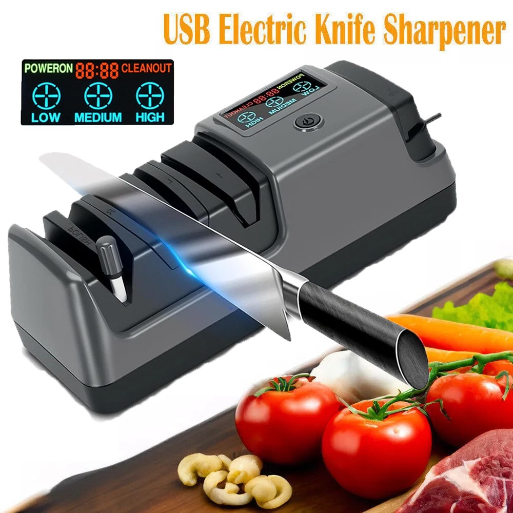 5 in 1 Electric Knife Sharpener-3 Rotational Speed Adjustable Knife Sharpener US
