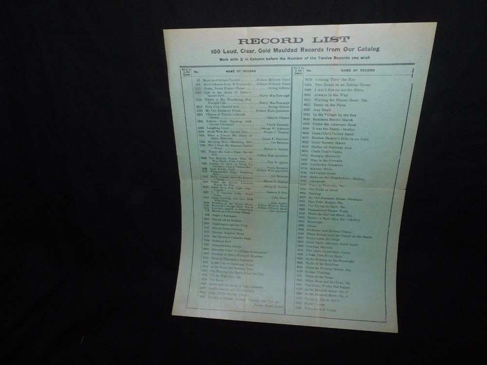 EARLY 1900'S EDISON PHONOGRAPH DISTRIBUTERS CUSTOMER FORM - 100% ORIGINAL