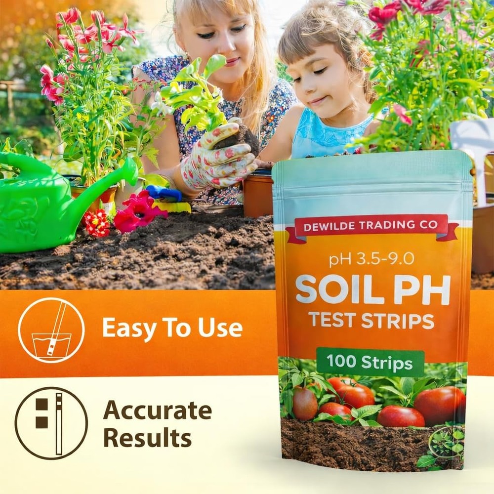 Soil pH Paper Test Kit – 100 Tester Strips (3.5-9 Range) – Use for Testing Ga...