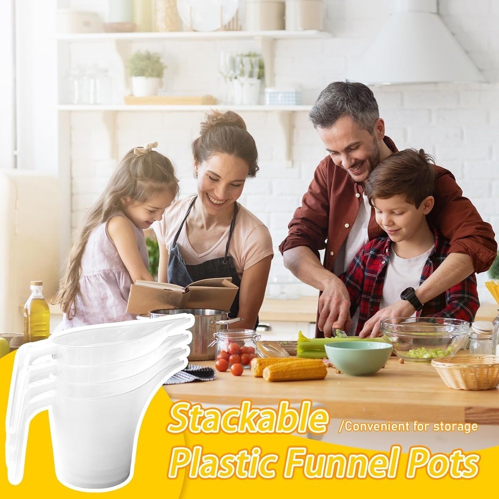 4 Pack Measuring Funnel Pitcher,PlasticMeasuring Cup W/ Long Spout,Large