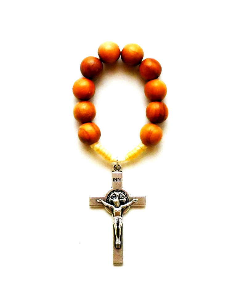 Saint Benedict Wood / Cord Finger Rosary