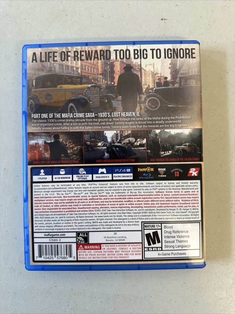 Mafia Definitive Edition - PS4 - OEM Case And Inserts Only - No Game
