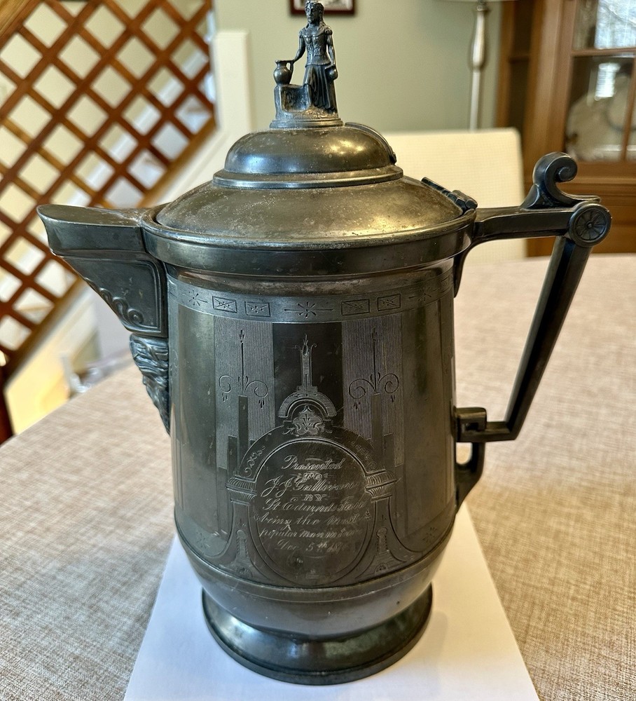 1876 Presentation Pitcher Trophy Silverplate Reed & Barton