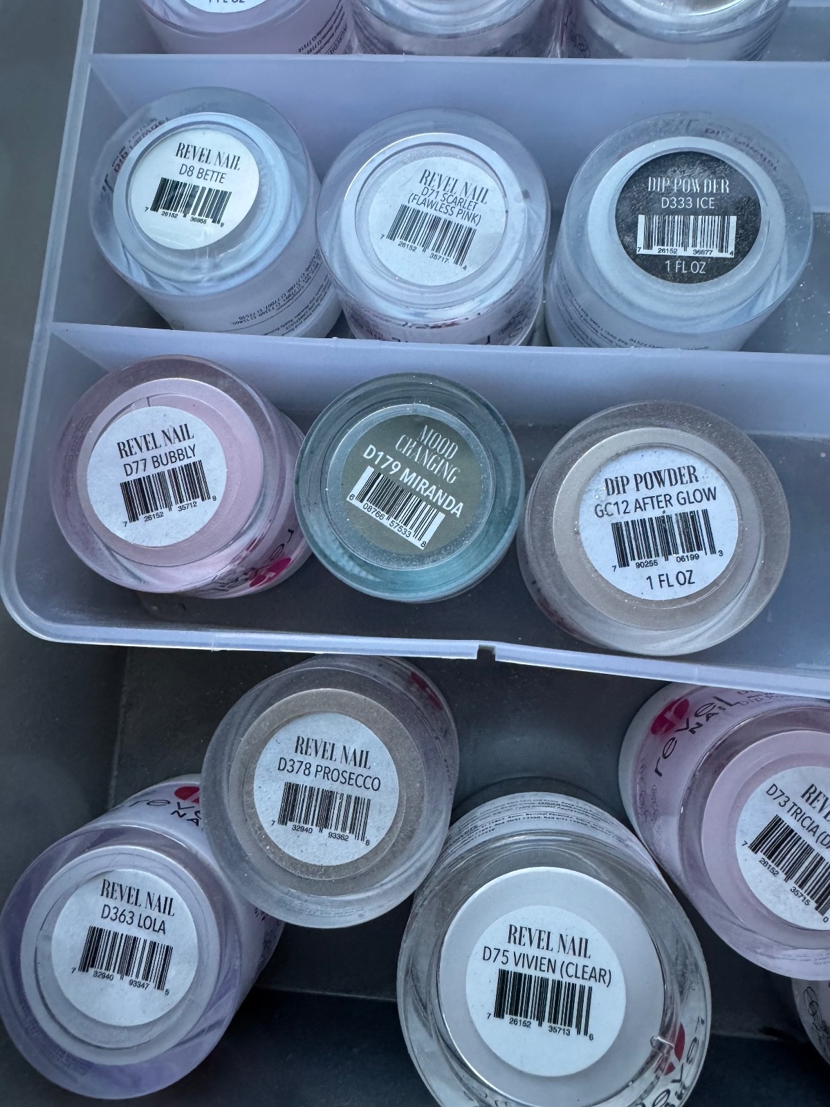 Revel Nail Dip Powders Over 70 .5 Assorted Jars Mostly Full.