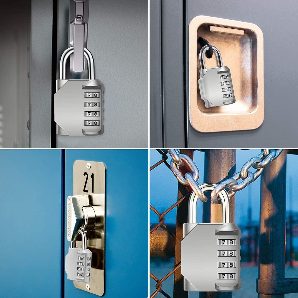 Combo Lock for Lockers, 4 Digit Combination Padlock, 2 Pack Pad Locks with Cod
