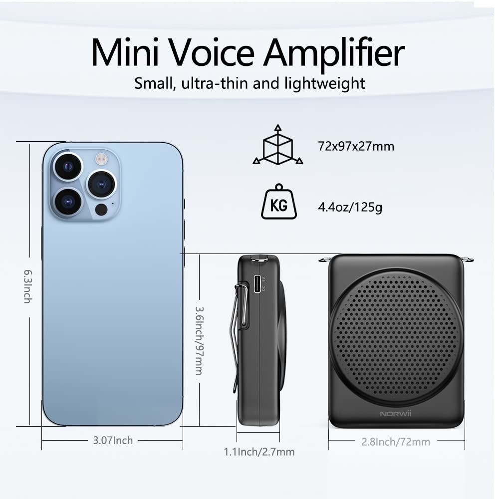 Mini Voice Amplifier Microphone Headset, 3 Hours Quick Charging and up to 30 ...