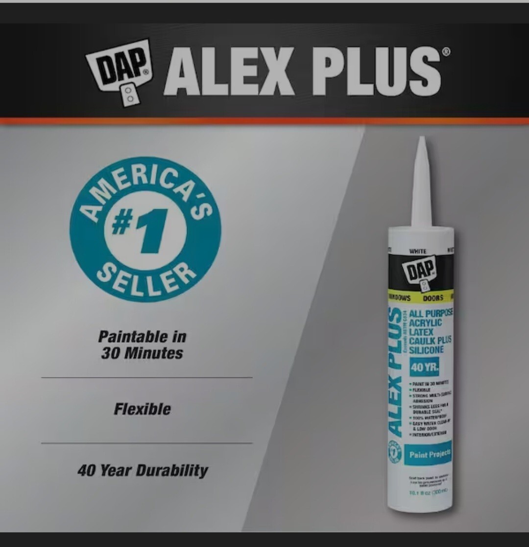 12 Pack DAP Alex Plus Acrylic Latex Caulk with Silicone - 10.1 fl oz Clear