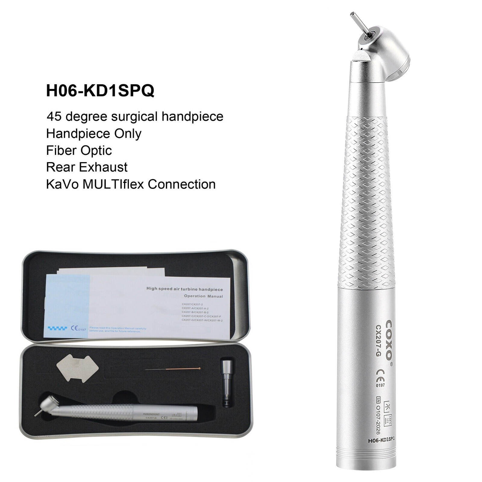 COXO Dental Surgical Handpiece 45 Degree LED High Speed Air Turbine 6 Holes