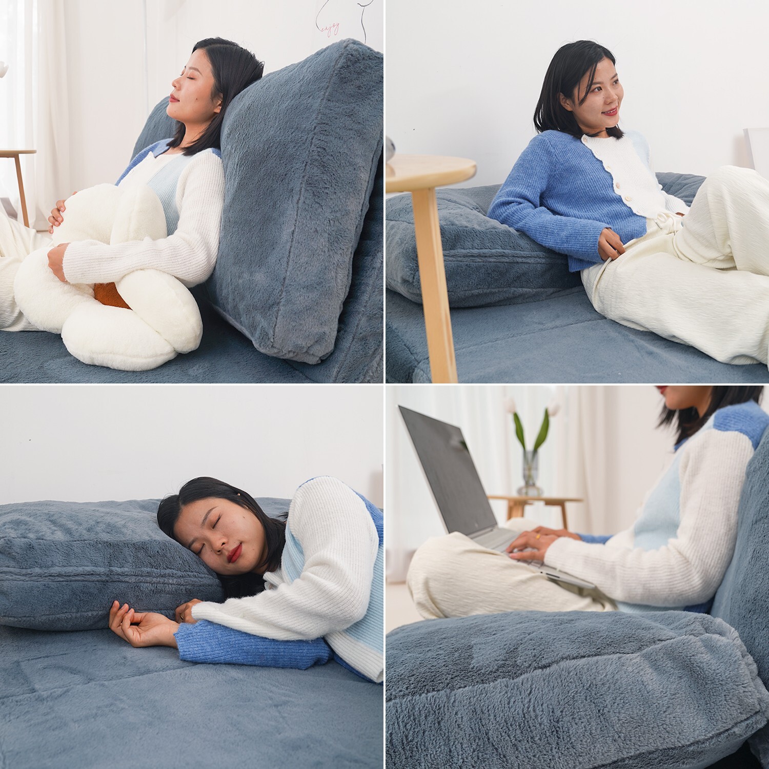 N&V Foam Foldable Sofa, Foam Filling Folding Sofa Bed, Bean Bag Floor Bed Sofa