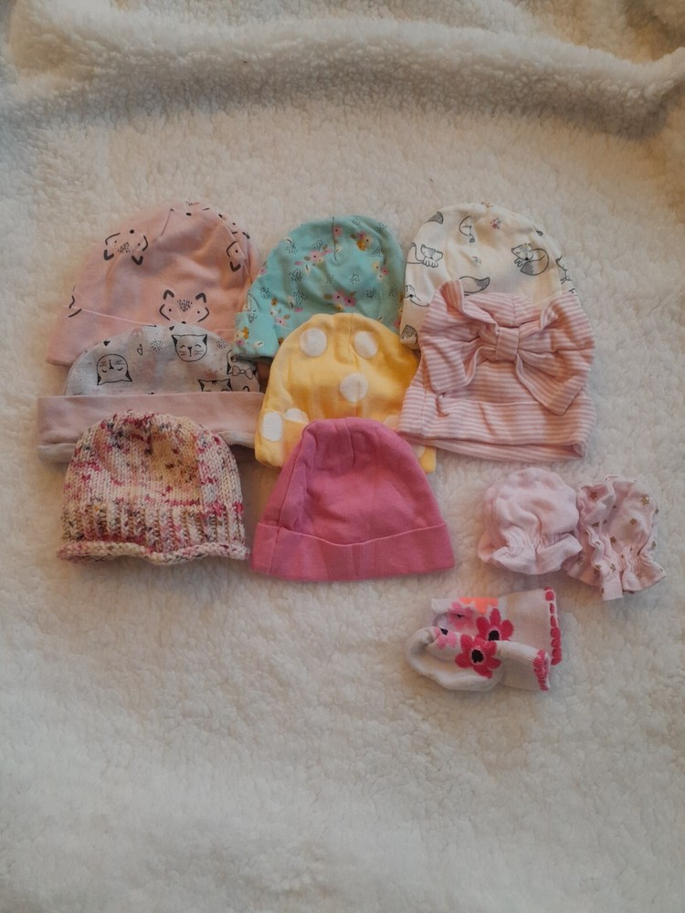 Baby Girl Beanie Hat Bundle 0-6 months