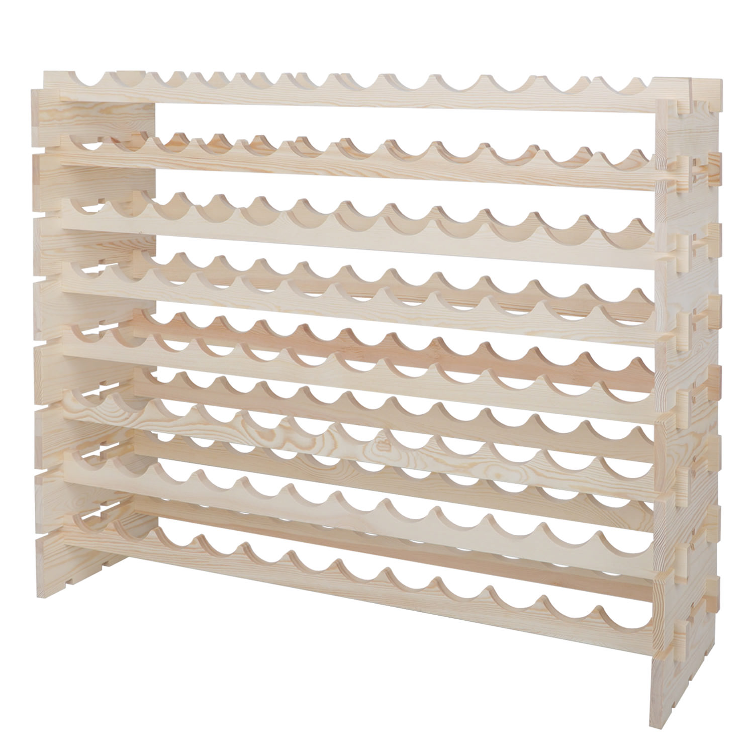 96 Bottles Holder Wine Rack Stackable Storage 8 Tier Solid Wood Display Shelves