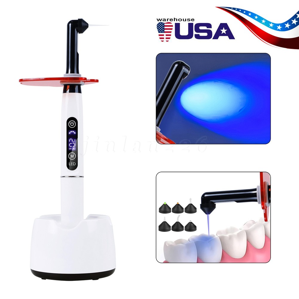 Dental Wireless Cordless LED Curing Light Lamp 1 Second Cure with 7pc Point Lens