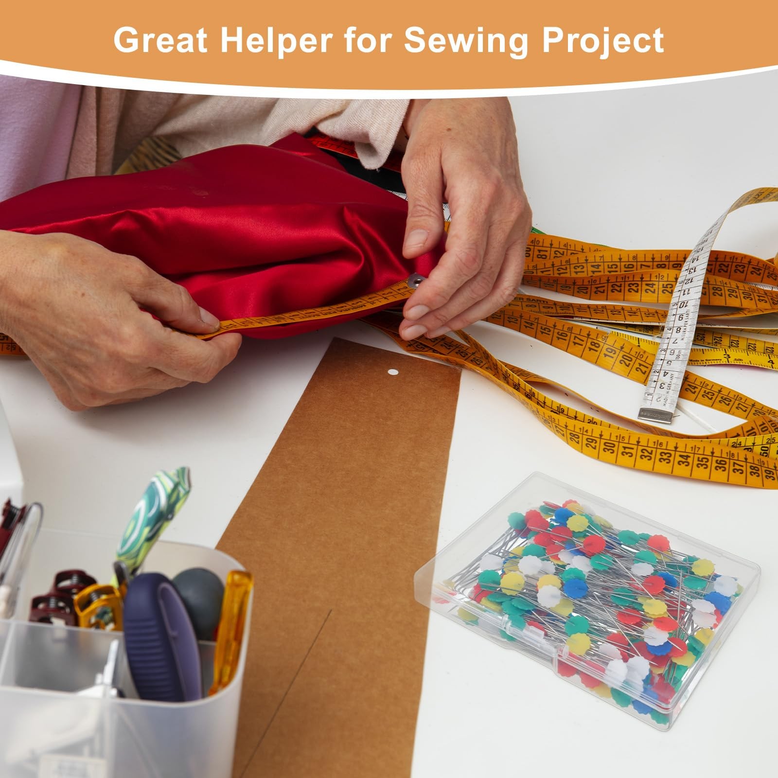 200 PCS Flat Head Sewing Pins Straight Pins with Colored Flower Heads Quilting P