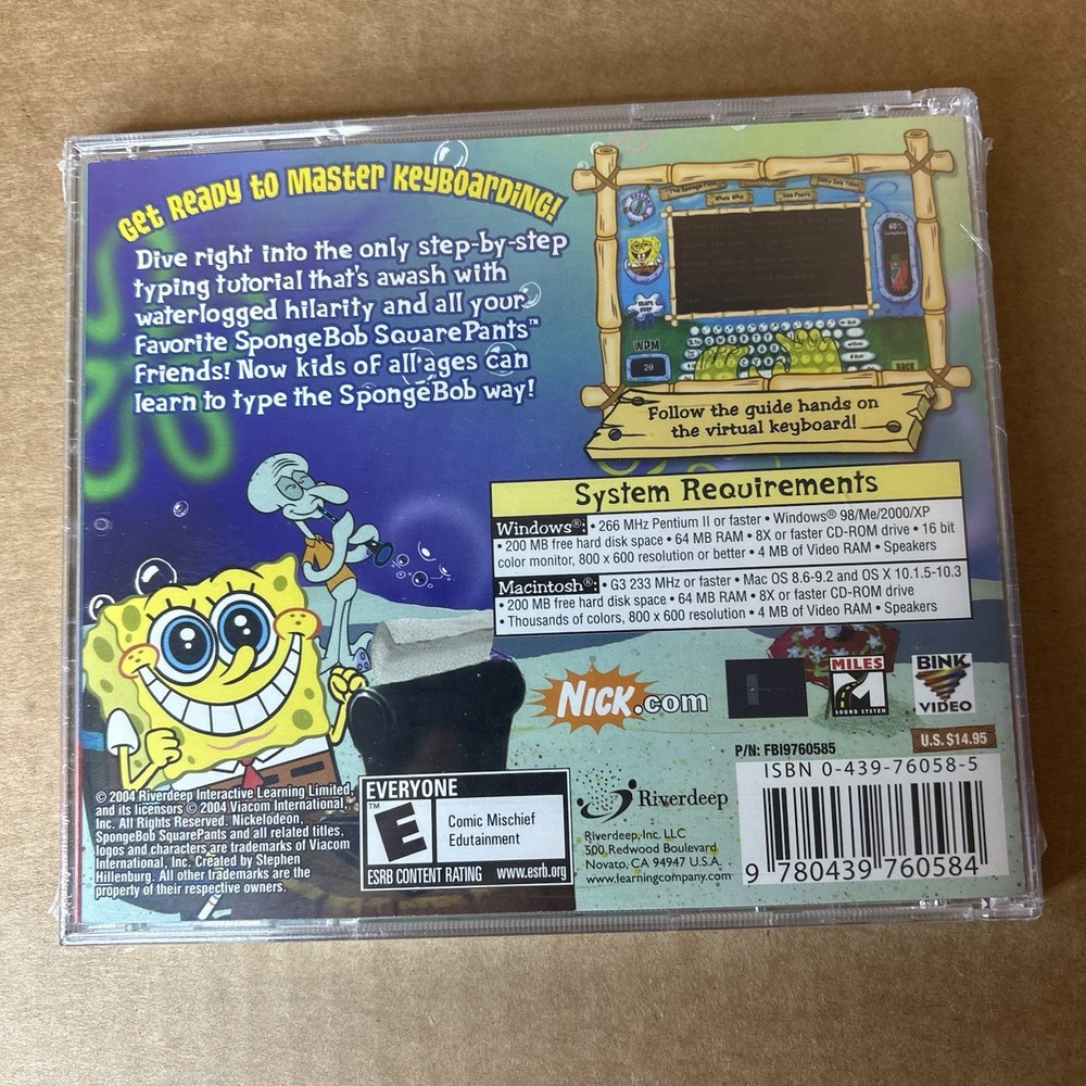 Spongebob Squarepants Typing WIN/MAC CD ROM The Learning Company Keyboarding NIP