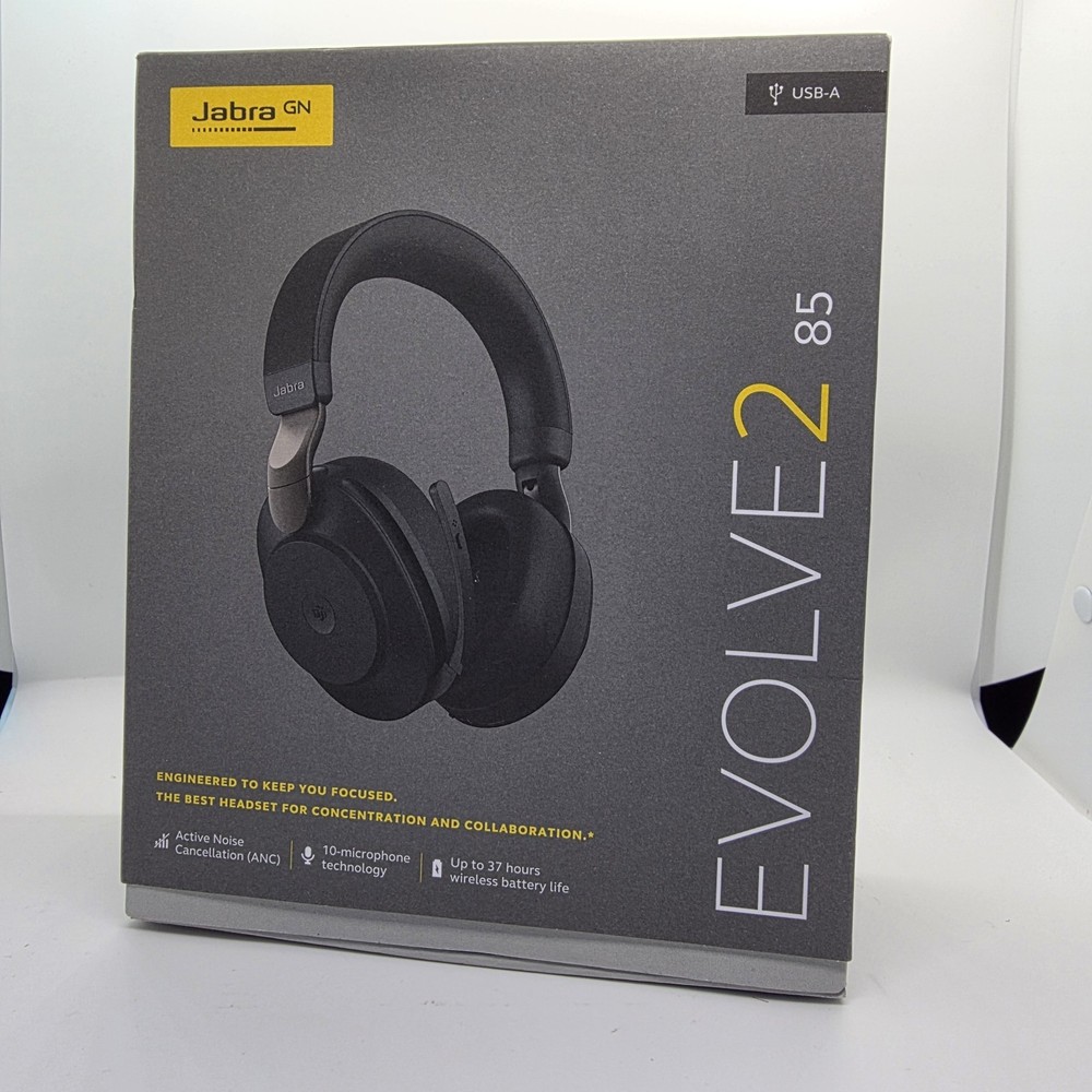 Jabra Evolve2 85 Stereo Wireless Headset (UC, USB-A) - Black