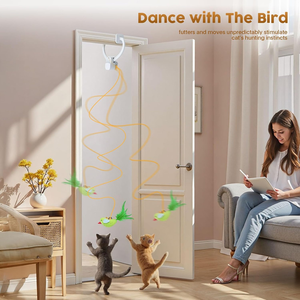 Automatic Flying Bird Toy for Indoor Cats - USB Rechargeable Interactive Fun