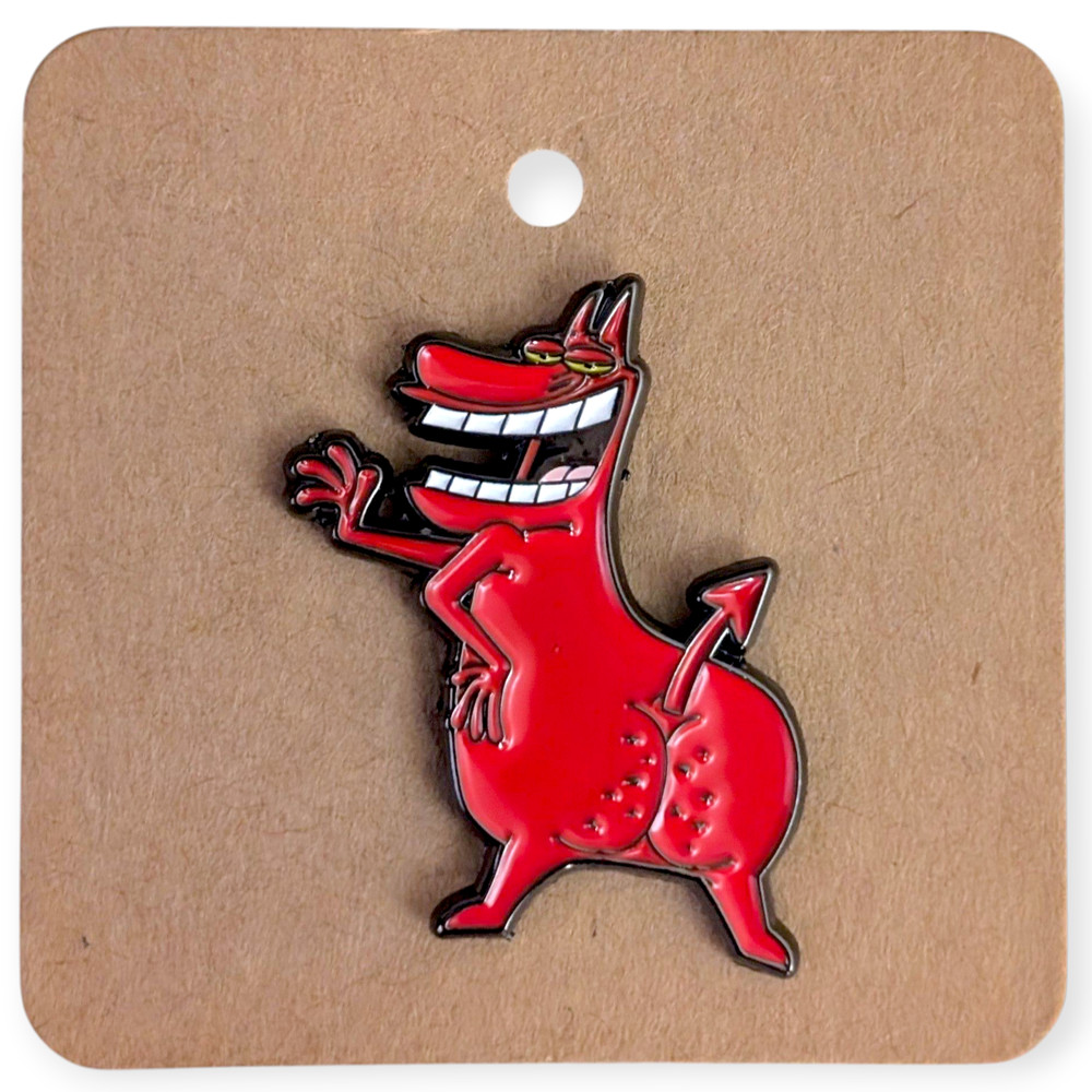 Cow and Chicken Enamel Pin: Red Guy Devil