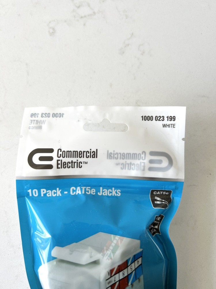NEW Commercial Electric Category 5e Jacks - White - (10-Pack)