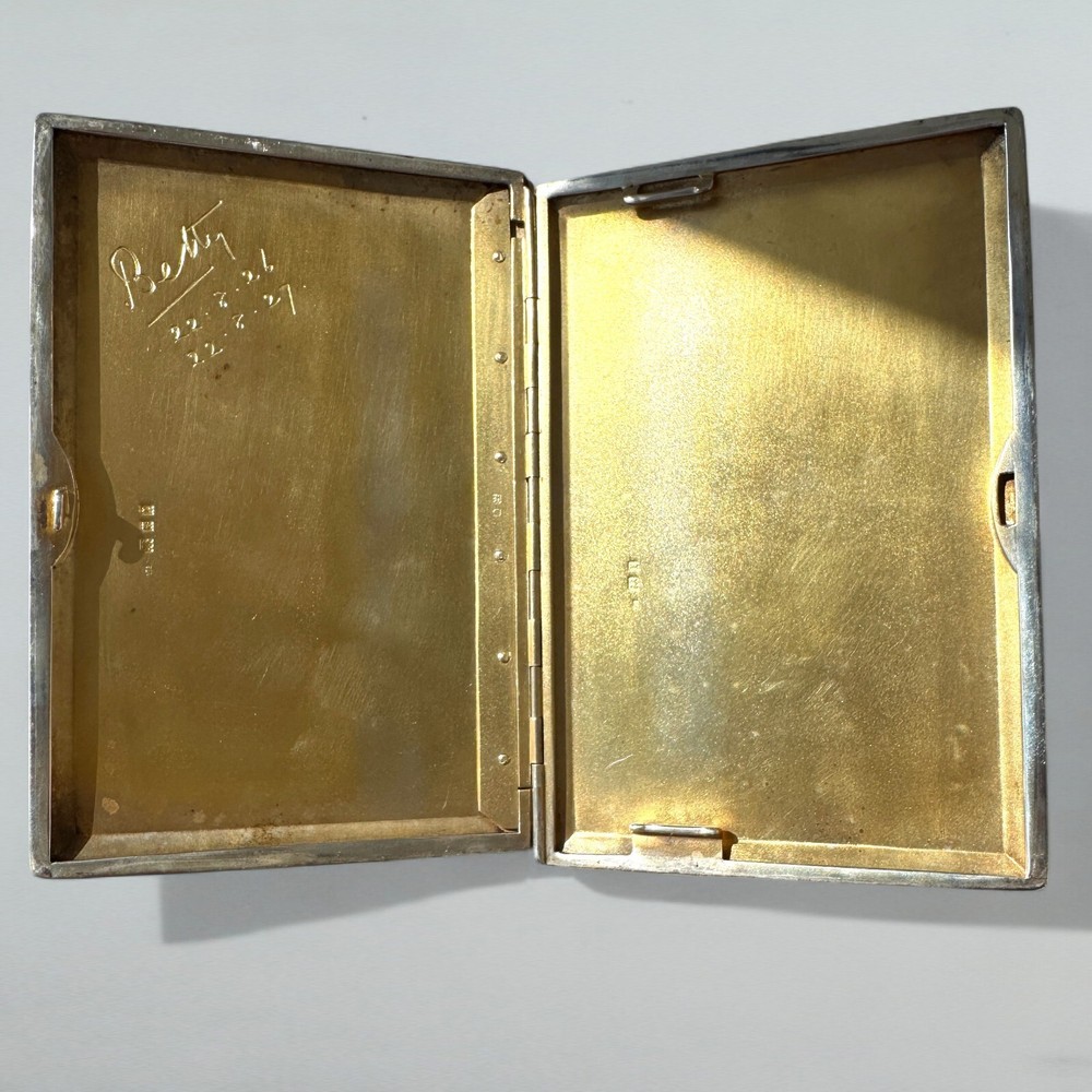Art Deco Silver & Gold Slide Cigarette Case 1926