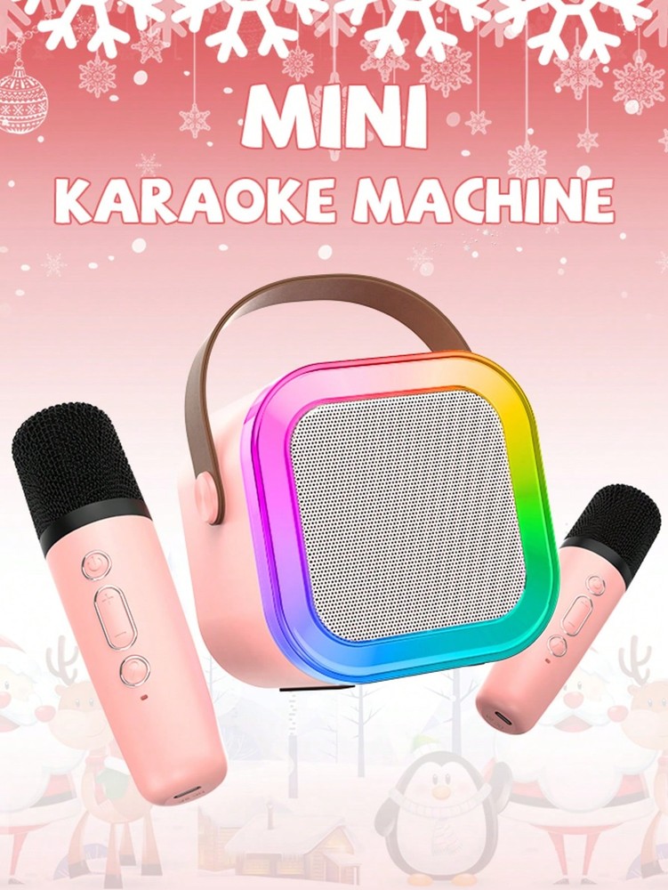 Mini Karaoke Machine With 2 Mics | Bluetooth 5.0 TWS TECH (50ft Range) | Microph