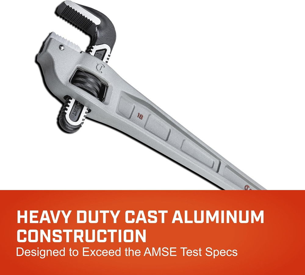 18" Offset Aluminum Pipe Wrench - Lightweight Plumbing Tool