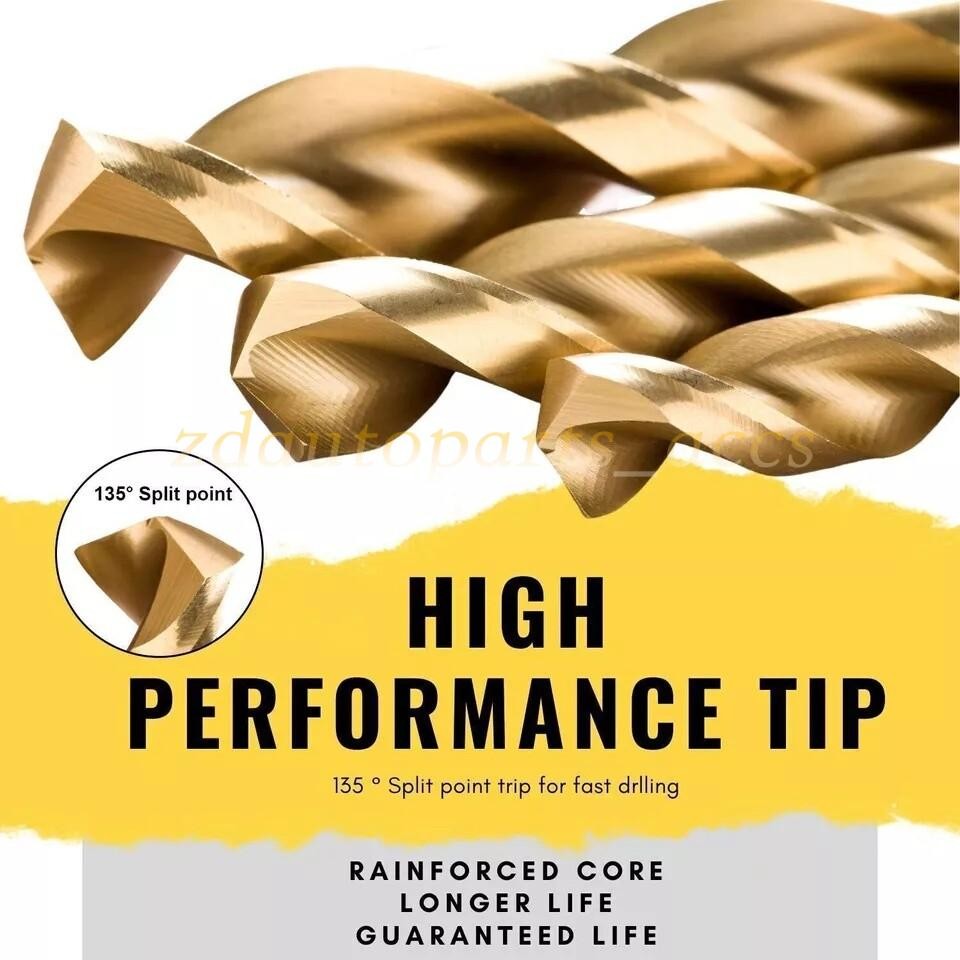 99PCS Drill Bit Set 1/16"-3/8" HSS Titanium Multi Drill Bits Twist Metal Tools