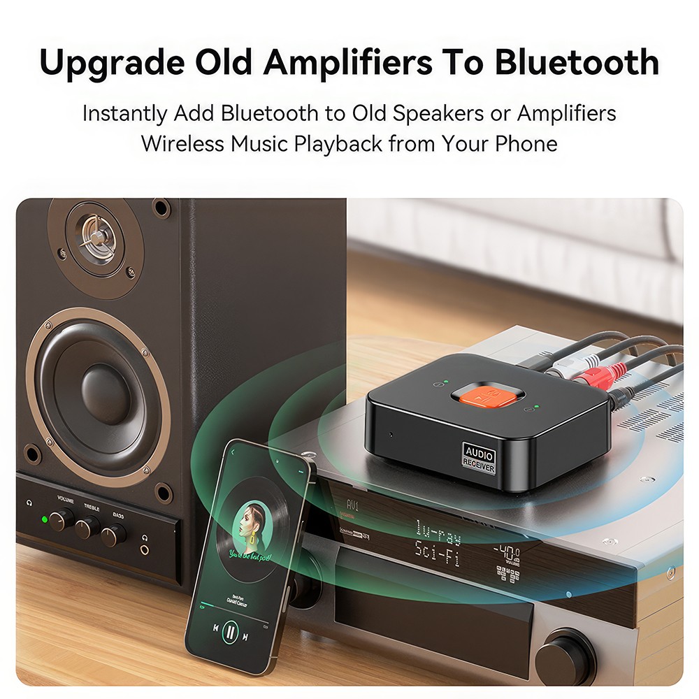 Bluetooth 6.0 Receiver Wireless Audio Adapter with Low Latency, for Speakers