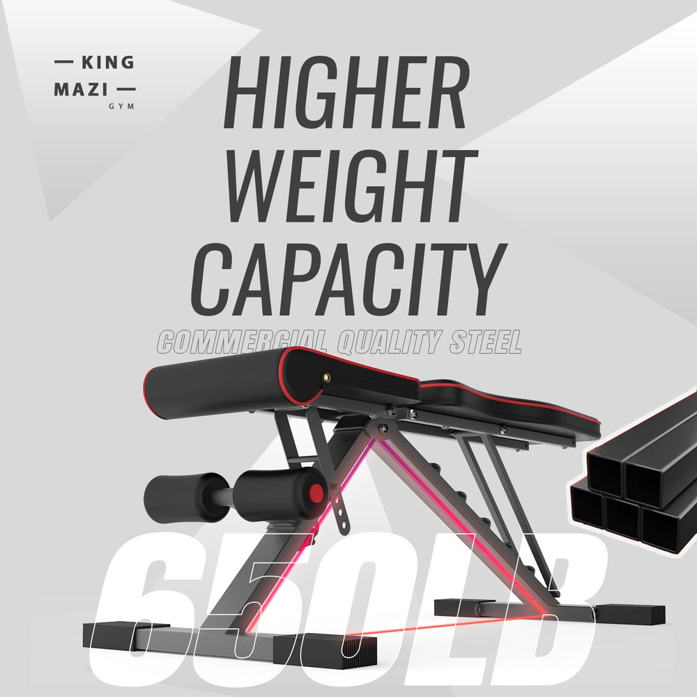 Adjustable Weight Bench, Exercise Workout Bench for Full Body Workout- Multi-Pur