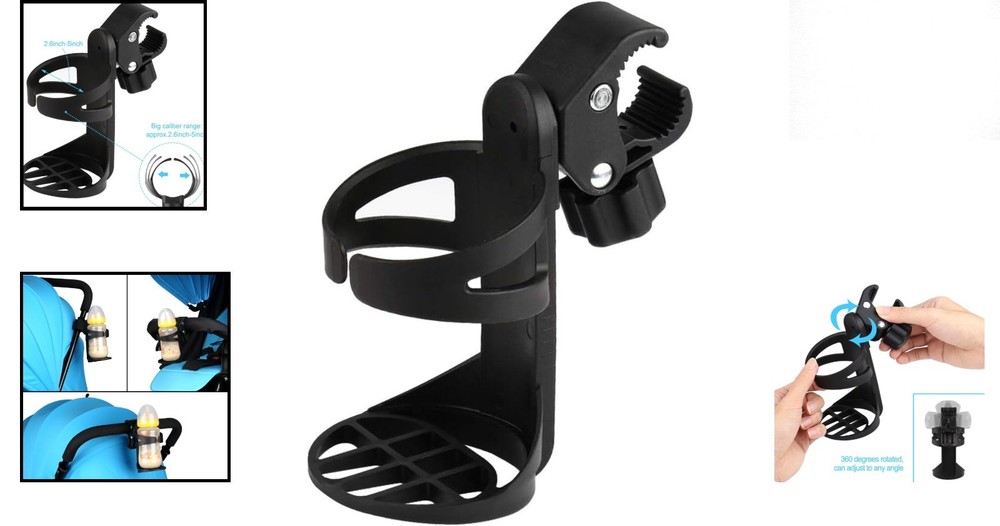 Universal Stroller Cup Holder - 360° Rotatable Design for Smooth Hydration