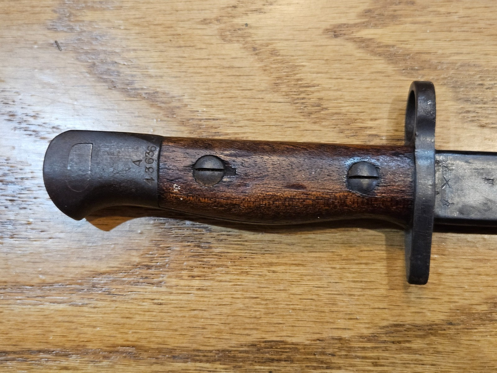 Vintage WWI British Enfield Rifle Bayonet, Lithgow, 1907P, plus Scabbard & Frog