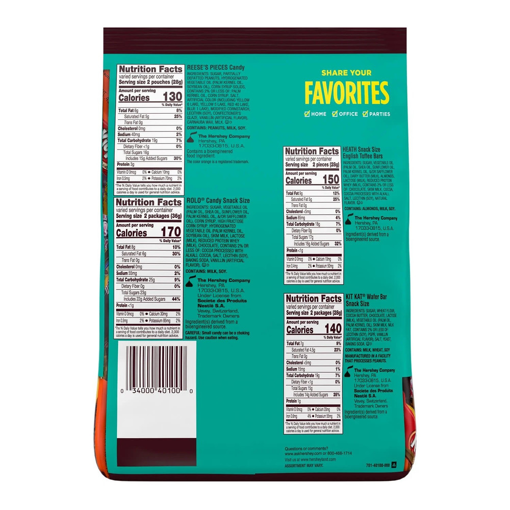 Hershey Assorted Flavored Snack Size Candy, Party Pack 33.08 oz